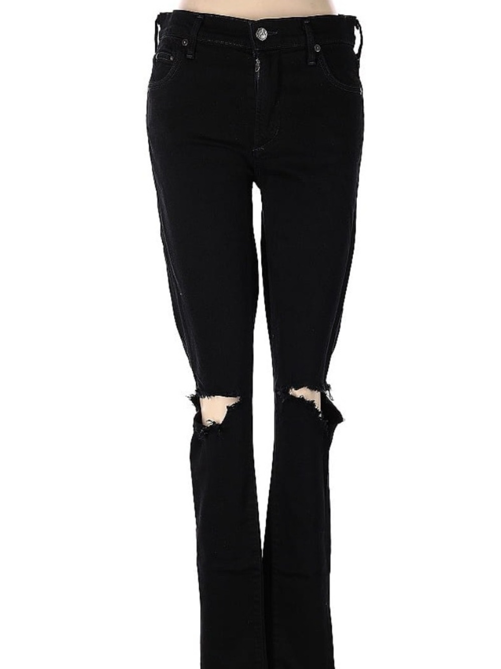Citizens Of Humanity Black Bootleg Distressed Jeans, size 28